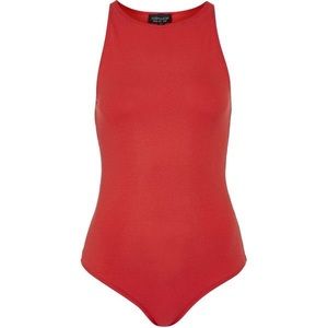 Topshop Red Crew Neck Bodysuit